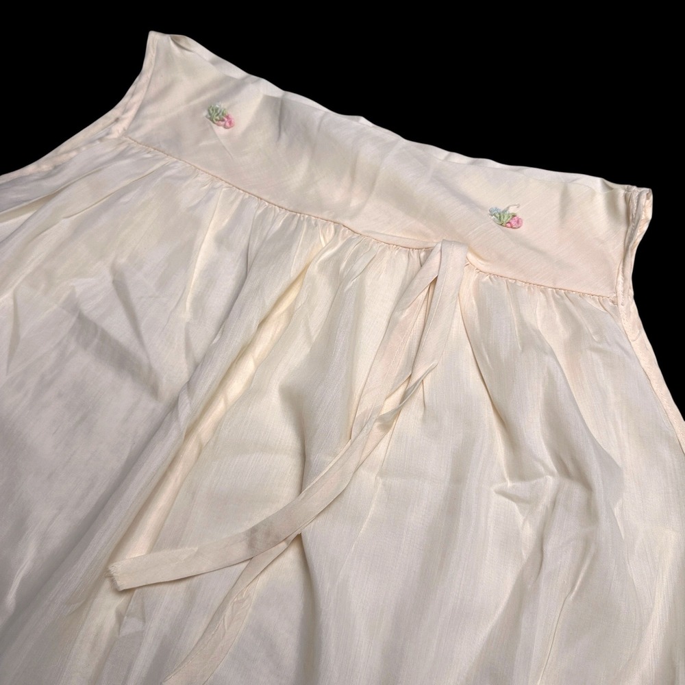Vintage Cream Sleeveless Nightgown Floral Embroidered Cotton‎ Blend Sleepwear M - Picture 1 of 7